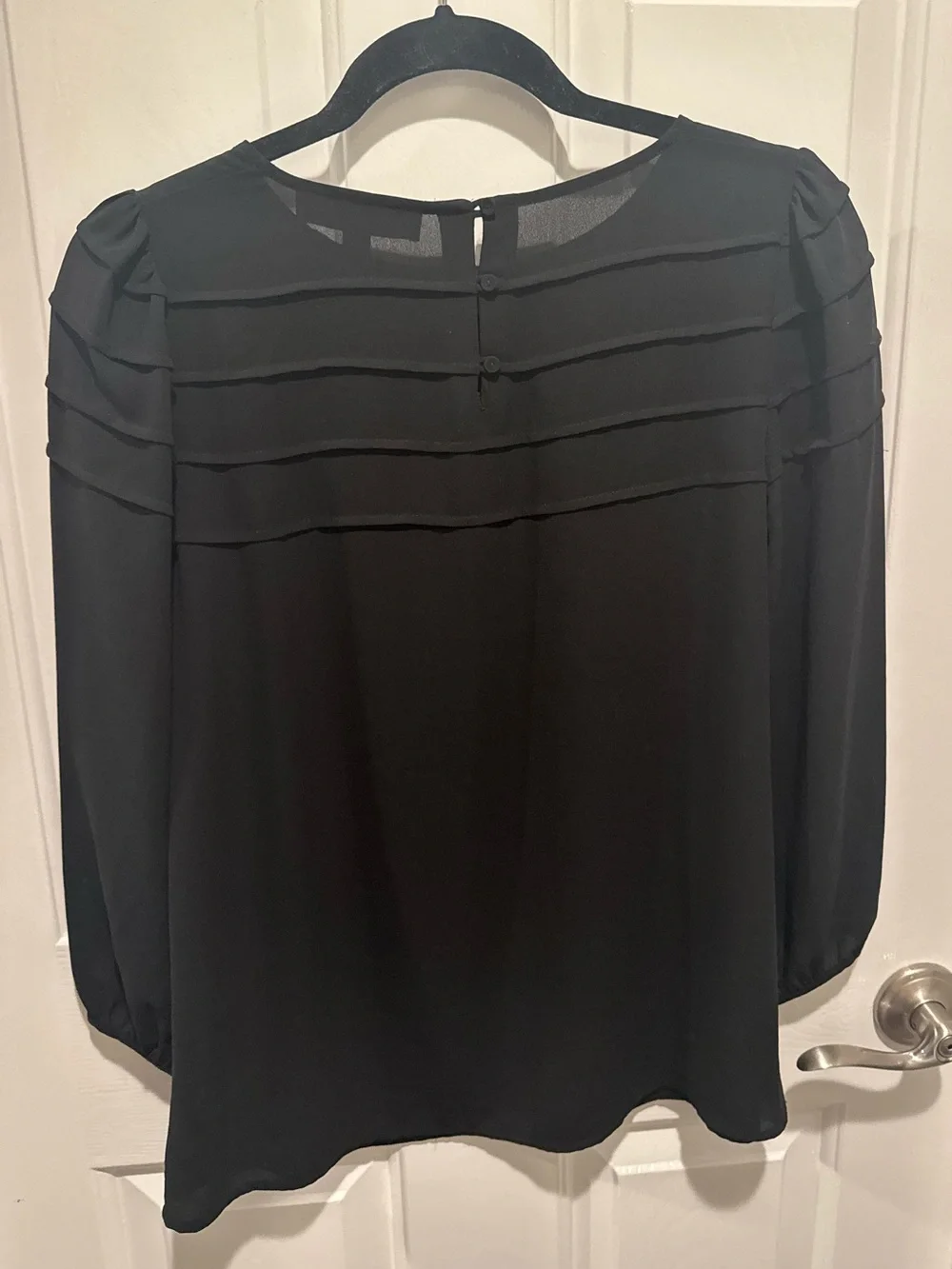 LOFT Black Paneled Yoke Blouse Size XS
